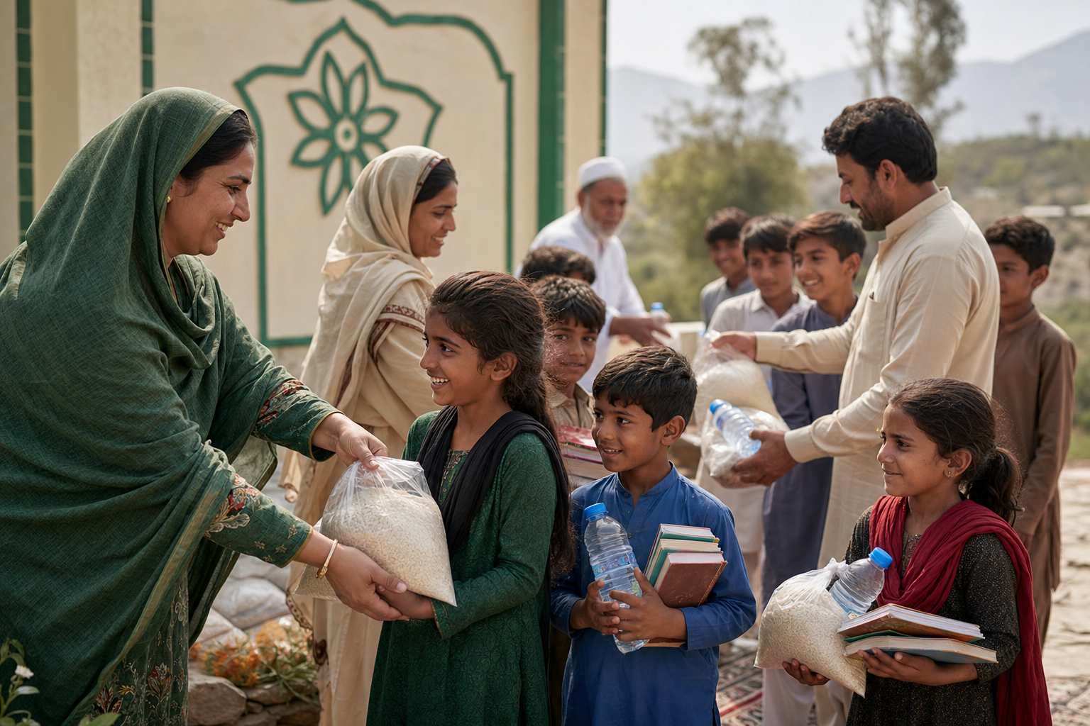 Community support with food, dignity, and care — reflecting long-term charity across Pakistan and beyond.